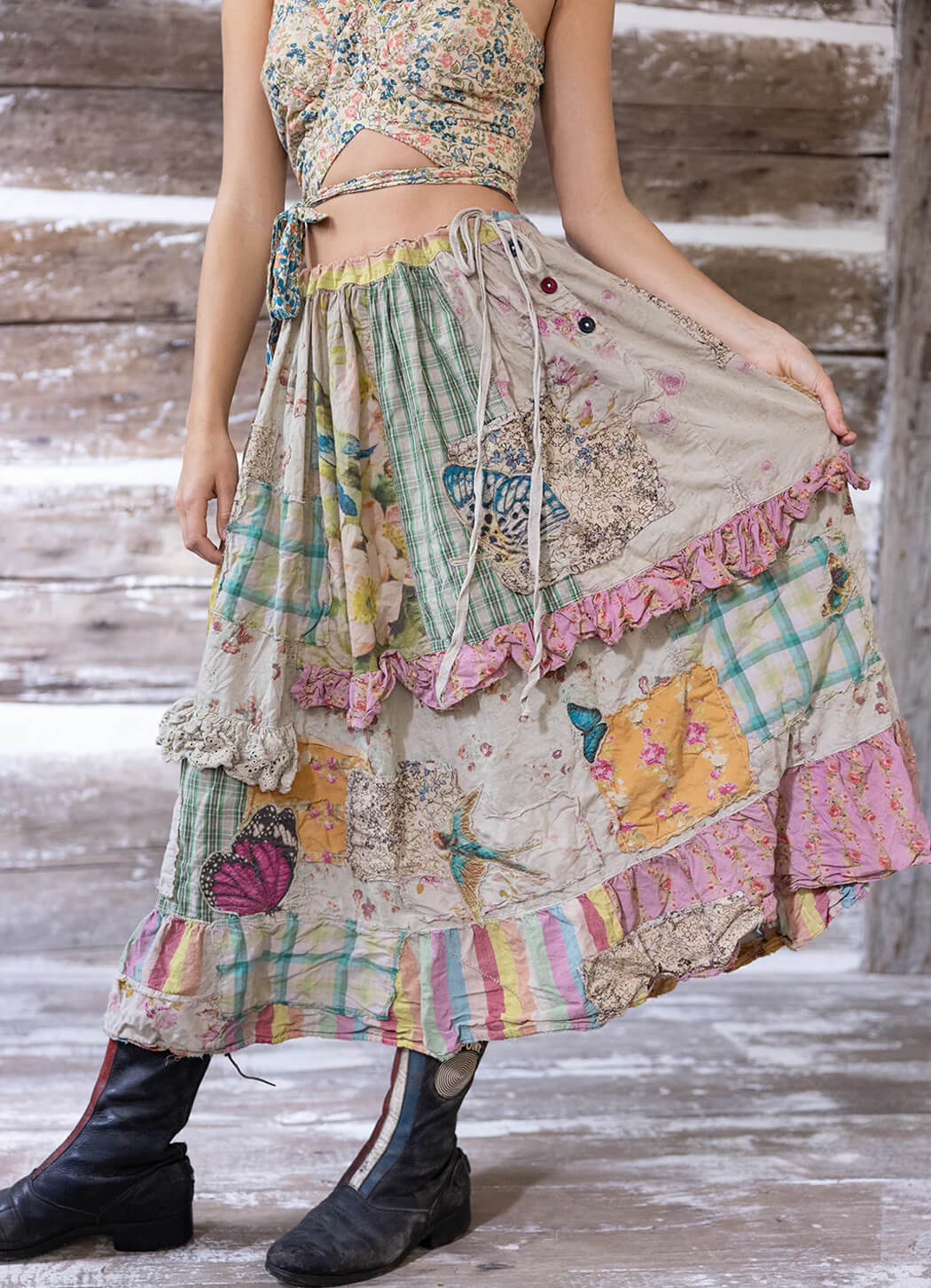 Magnolia Pearl Patchwork Pixie Ruffle Skirt-Katze Boutique
