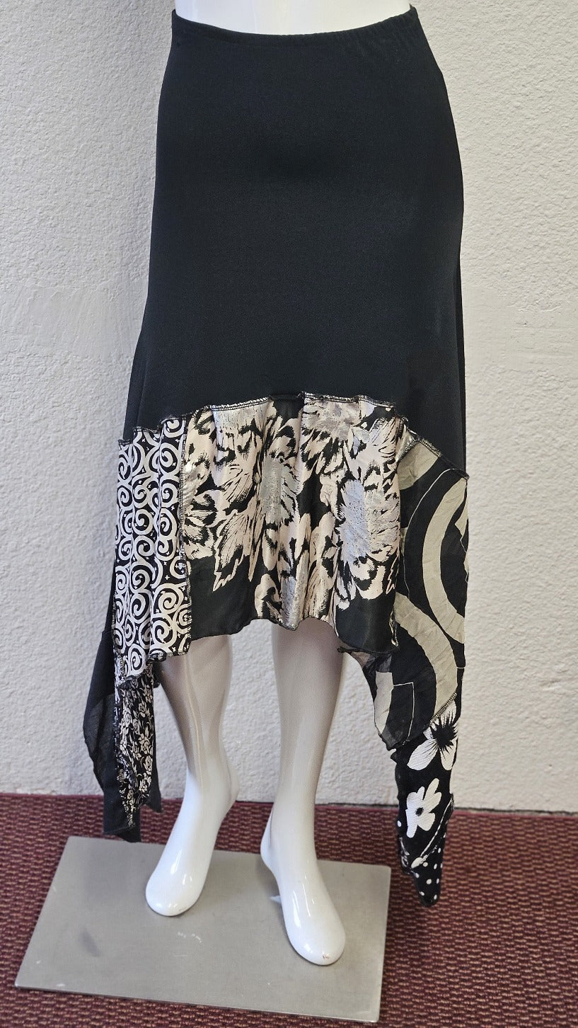 Handmade Black Jersey Asymmetrical Skirt-Katze Boutique