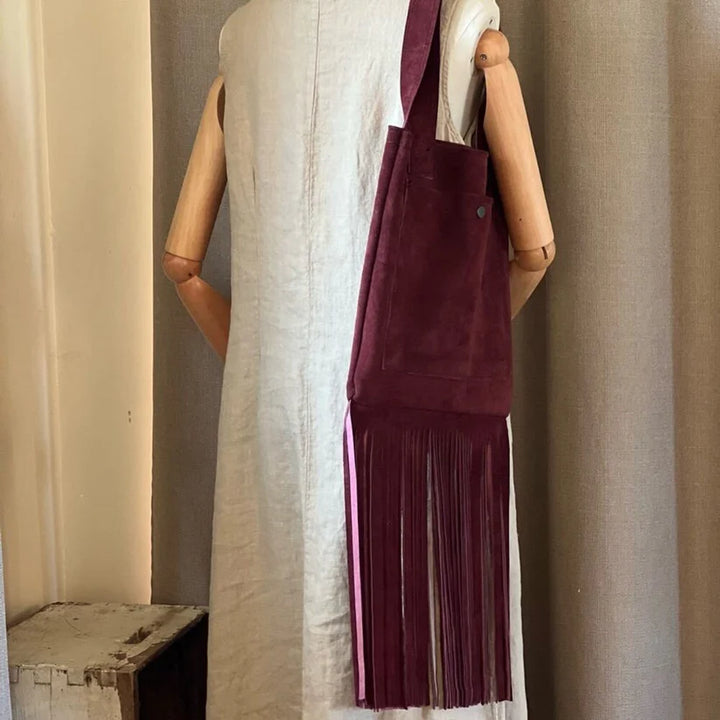 Handmade Chic & Boho Suede Fringe Tote Bag -Katze Boutique