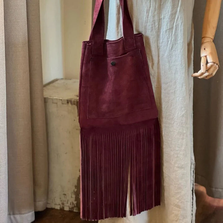 Handmade Chic & Boho Suede Fringe Tote Bag -Katze Boutique