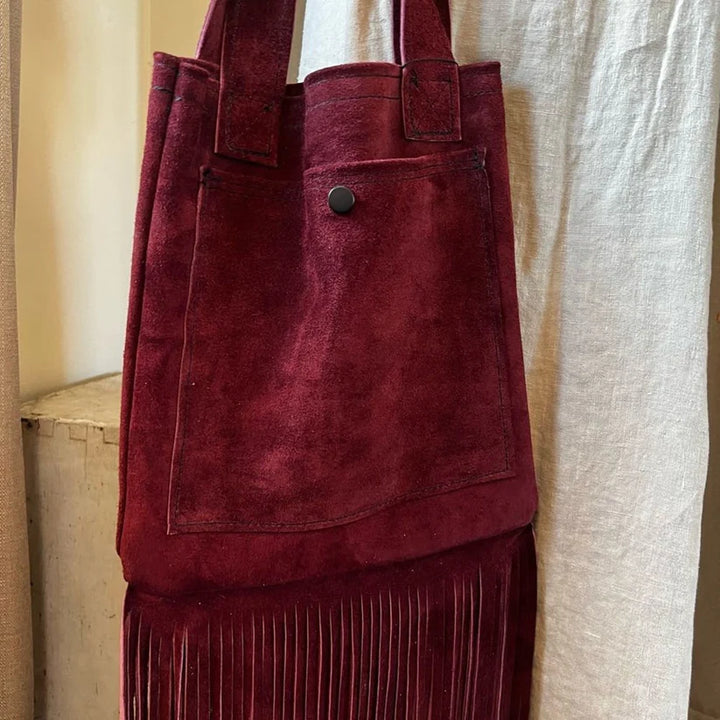 Handmade Chic & Boho Suede Fringe Tote Bag