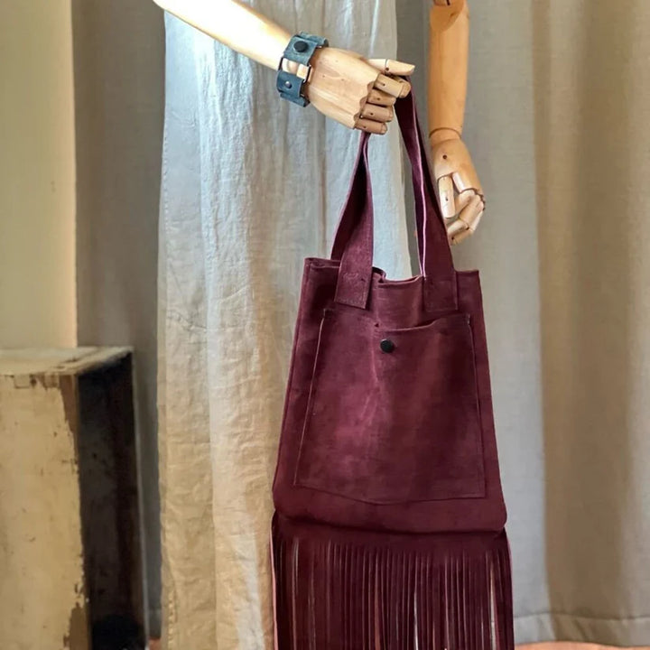 Handmade Chic & Boho Suede Fringe Tote Bag -Katze Boutique