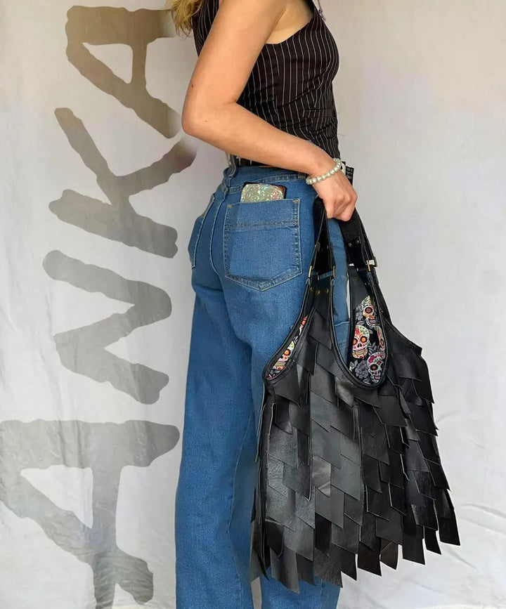 Handmade Black Leather Bag-Katze Boutique
