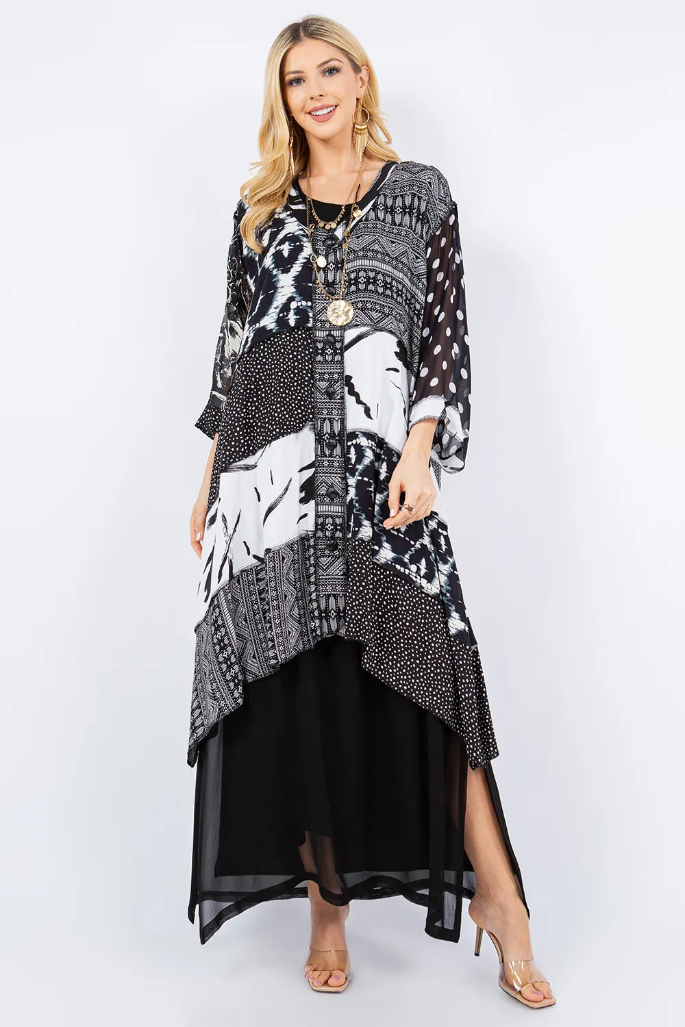 Asymmetrical Patchwork Tunic Dress-Katze Boutique