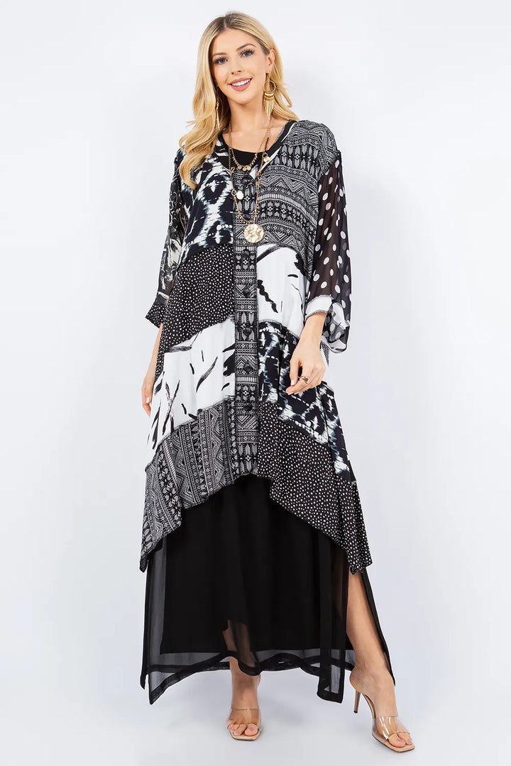 Asymmetrical Patchwork Tunic Dress-Katze Boutique
