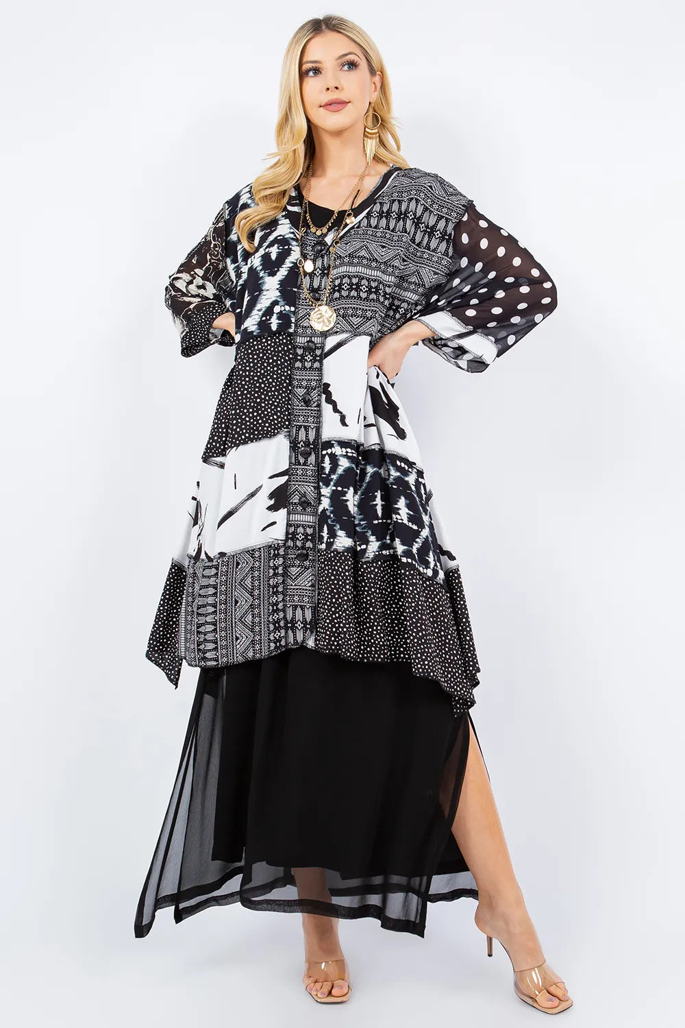 Asymmetrical Patchwork Tunic Dress-Katze Boutique
