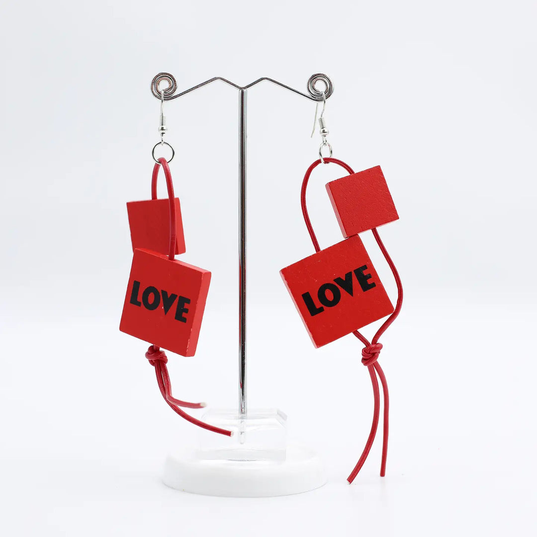 Leatherette LOVE Earrings-Katze Boutique
