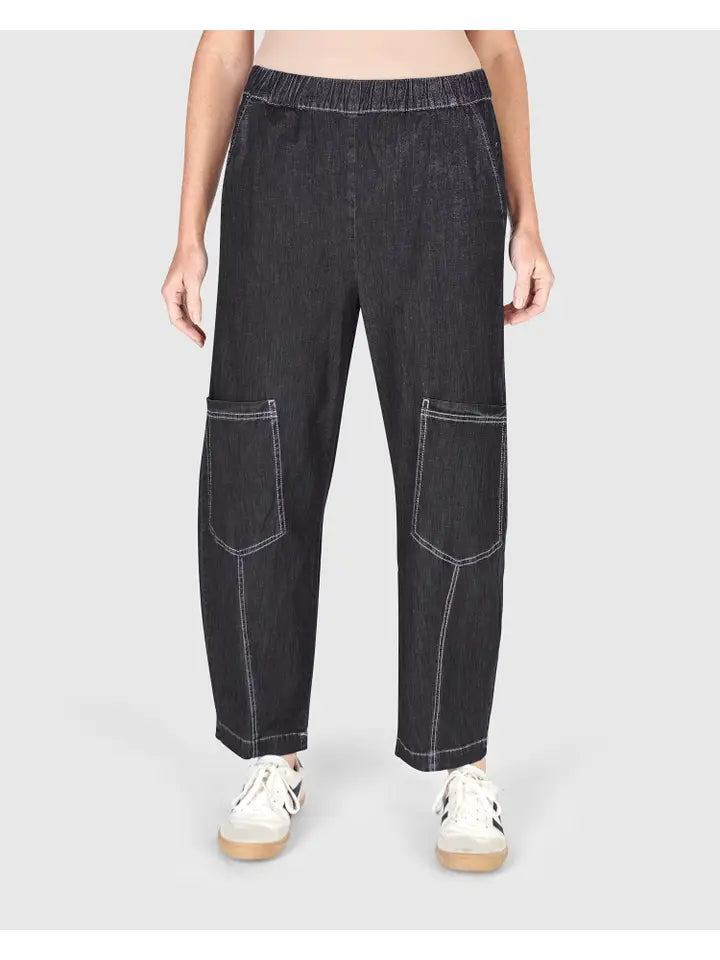 Alembika Papaya Relaxed Pants Black Denim-Katze Boutique
