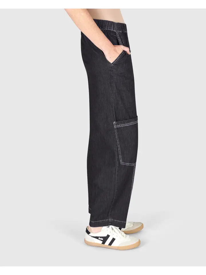 Alembika Papaya Relaxed Pants Black Denim-Katze Boutique