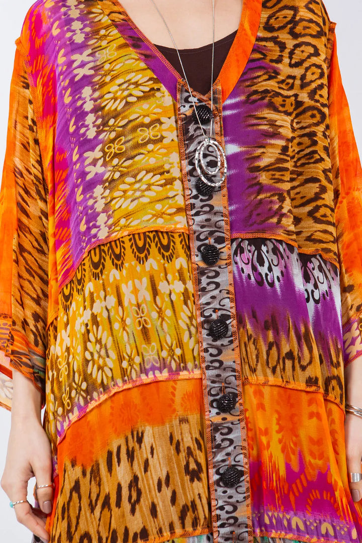 Art Wear Patchwork Asymmetrical Top-Katze Boutique