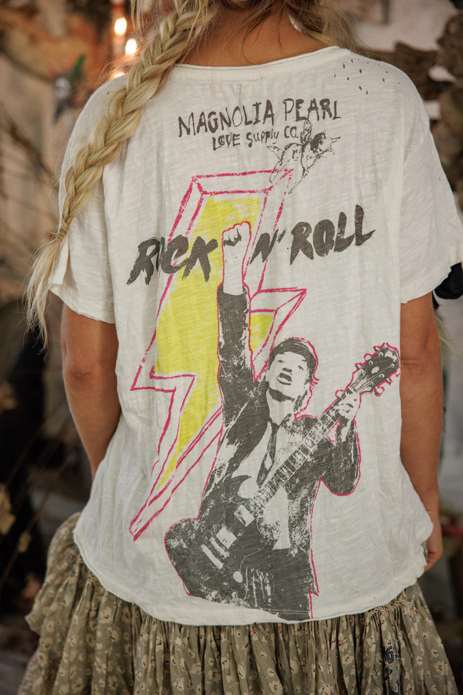 Magnolia Pearl ACDC Rock N Roll Tee-Katze Boutique