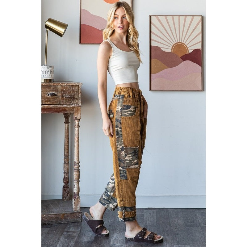 Oli And Hali Washed Camouflage Corduroy Pants-Katze Boutique