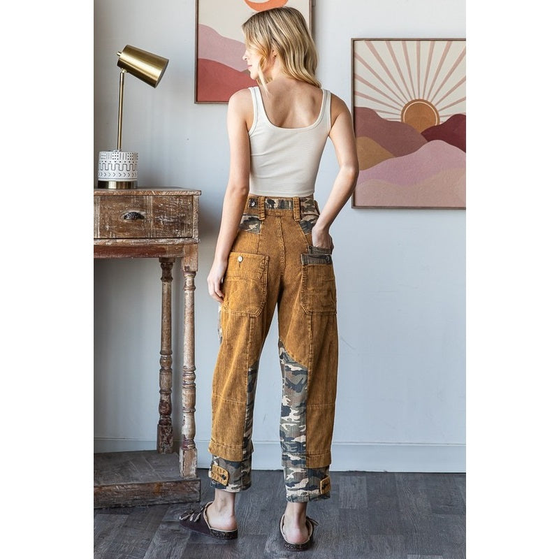 Oli And Hali Washed Camouflage Corduroy Pants-Katze Boutique