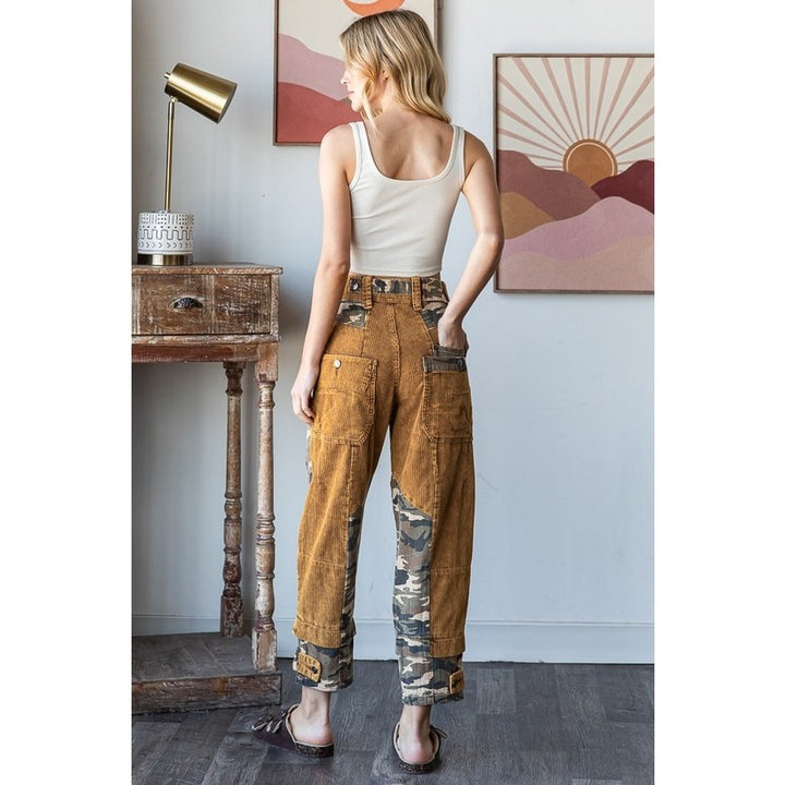 Oli And Hali Washed Camouflage Corduroy Pants-Katze Boutique