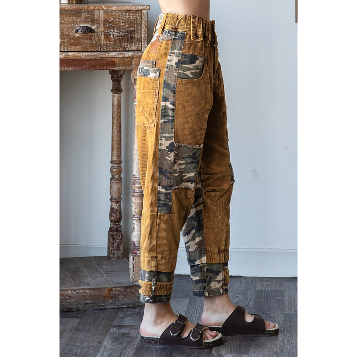 Oli And Hali Washed Camouflage Corduroy Pants-Katze Boutique