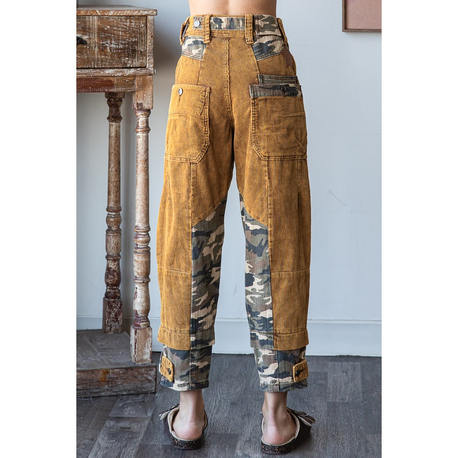 Oli And Hali Washed Camouflage Corduroy Pants-Katze Boutique