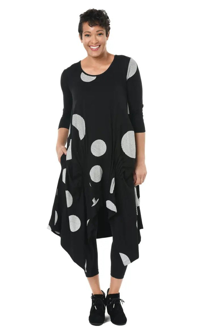 Lexi Dress in Black Striped Circles by Tulip - Katze Boutique