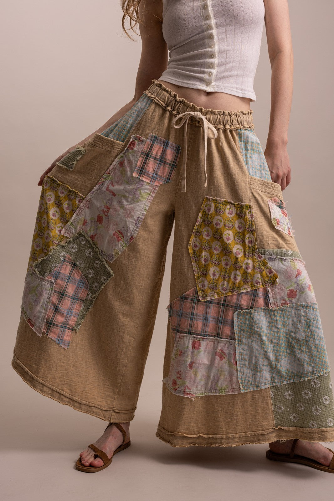BlueVelvet Wide Leg Patchwork Pants | Bohemian Pants – Katze Boutique
