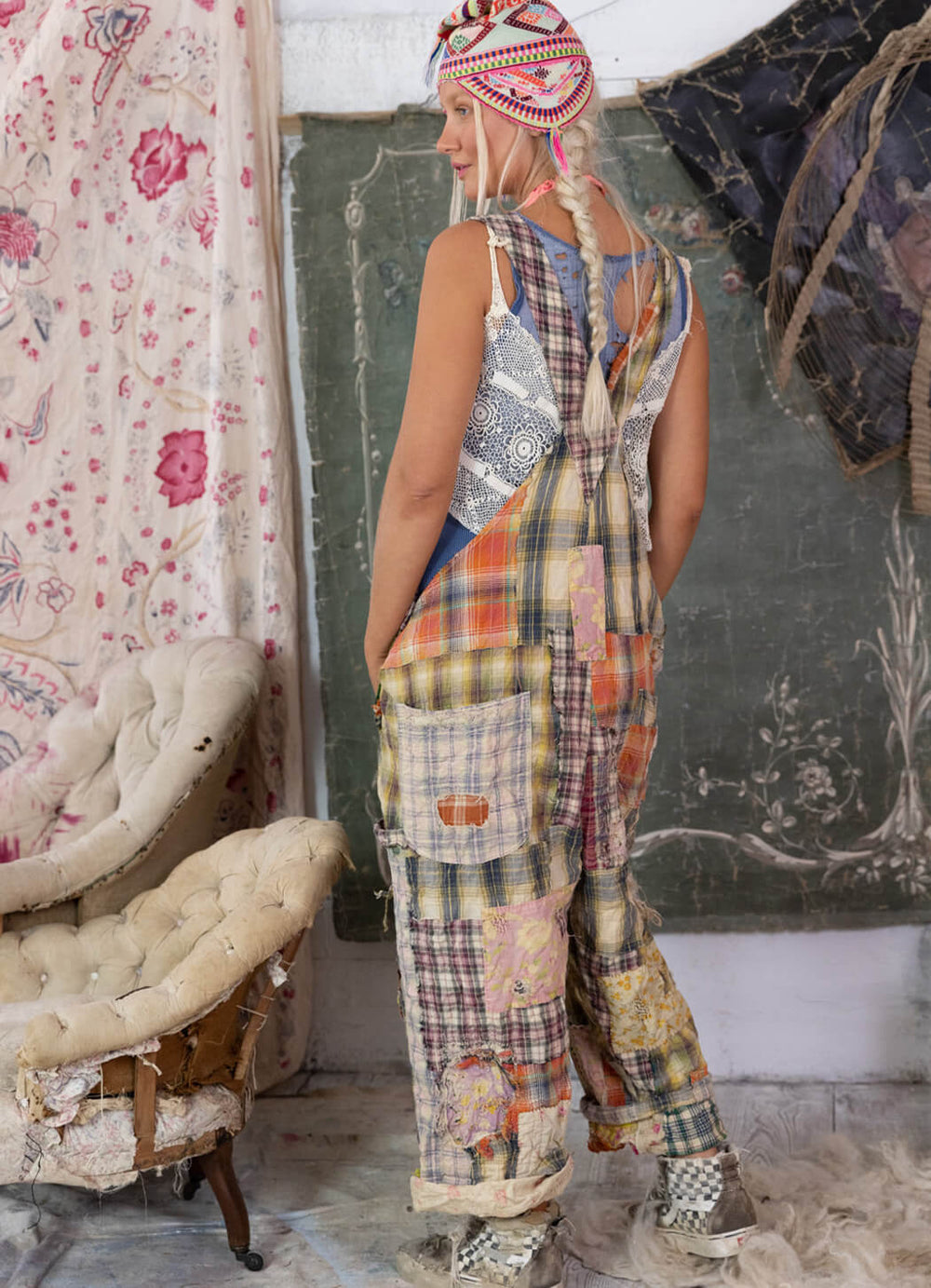 Magnolia Pearl Patchwork Love Overalls-Katze Boutique