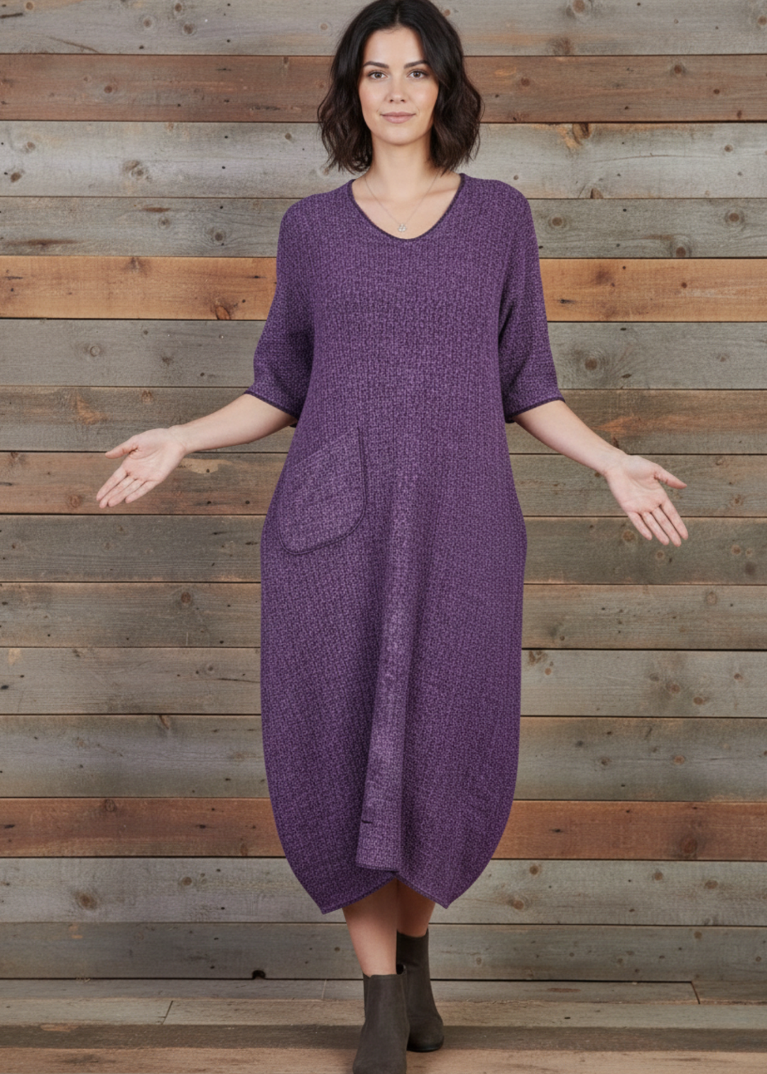 Handmade Hand Dyed Silk Purple Dress-Katze Boutique