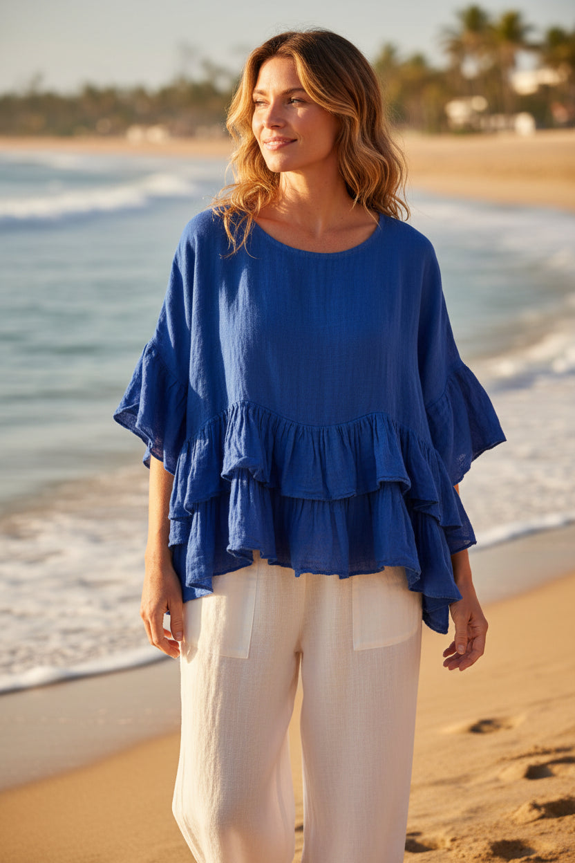 Made in Italy Crop Linen Top-Katze Boutique