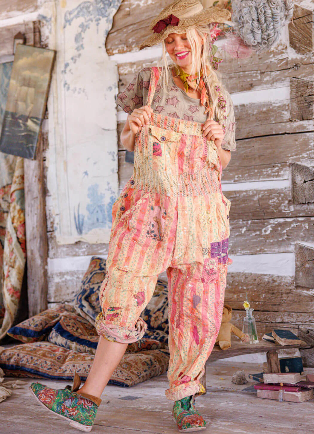 Magnolia Pearl Sunfaded Love Overalls-Katze Boutique