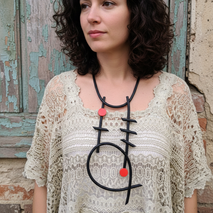 Black Rubber Necklace-Katze Boutique