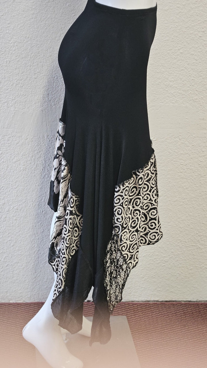 Handmade Black Jersey Asymmetrical Skirt-Katze Boutique