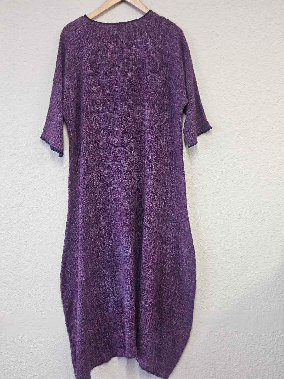 Handmade Hand Dyed Silk Purple Dress-Katze Boutique