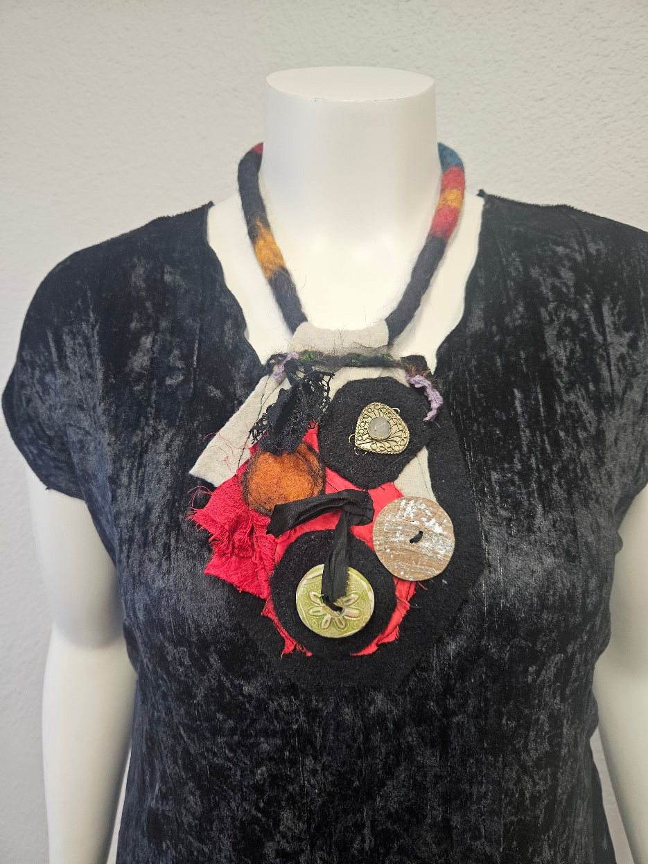 Handmade Patchwork Velvet Dress-Katze Boutique