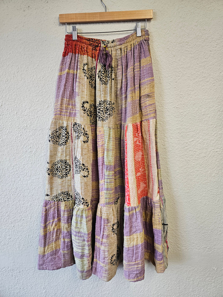 Kantha Boho Long Cotton Skirt -Katze Boutique