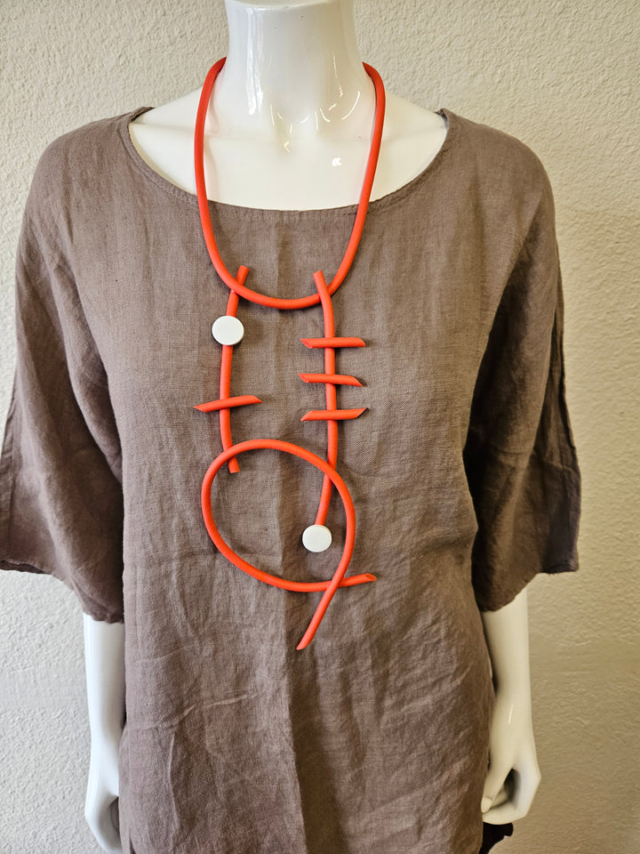 Red Rubber Necklace | Modern Minimalist Jewelry | Katze