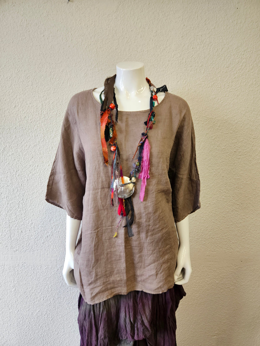 Handmade Fiber And Stones Necklace-Katze Boutique