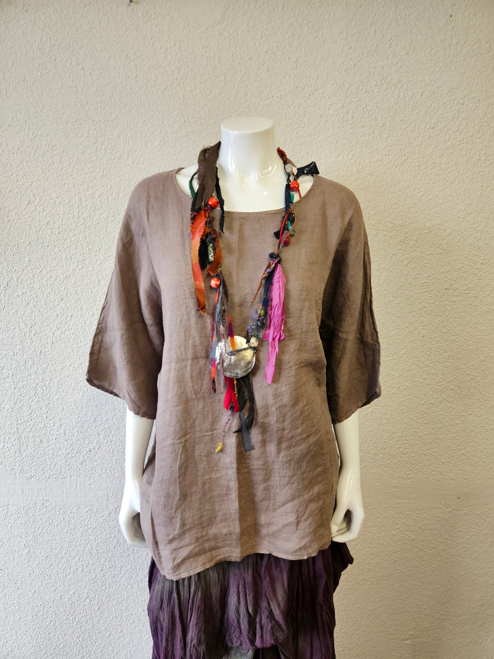 Handmade Fiber And Stones Necklace-Katze Boutique