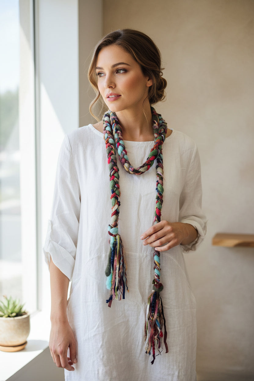 Handmade Fiber Yarn Necklace - Belt-Katze Boutique
