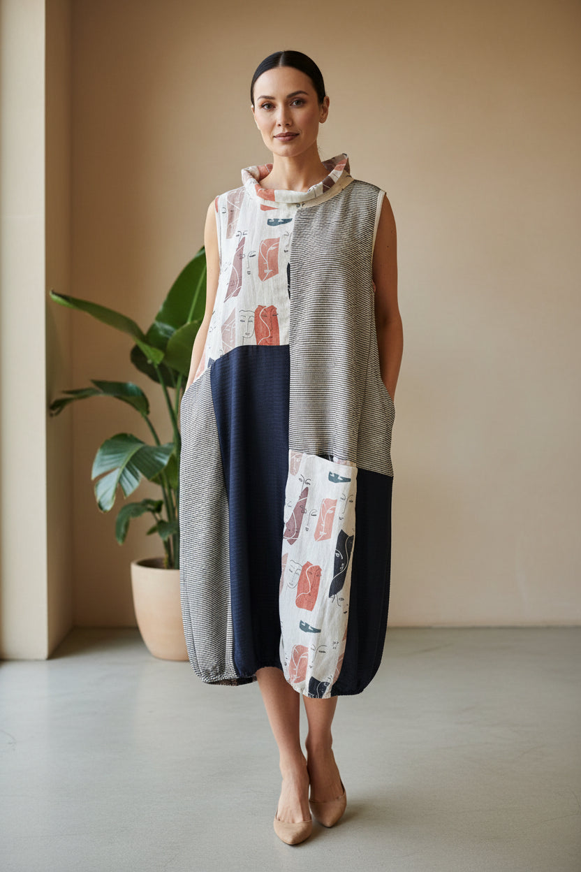 Kozan Alessandra Dress In Faces-Katze Boutique