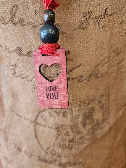 Handmade Wood LOVE Necklace