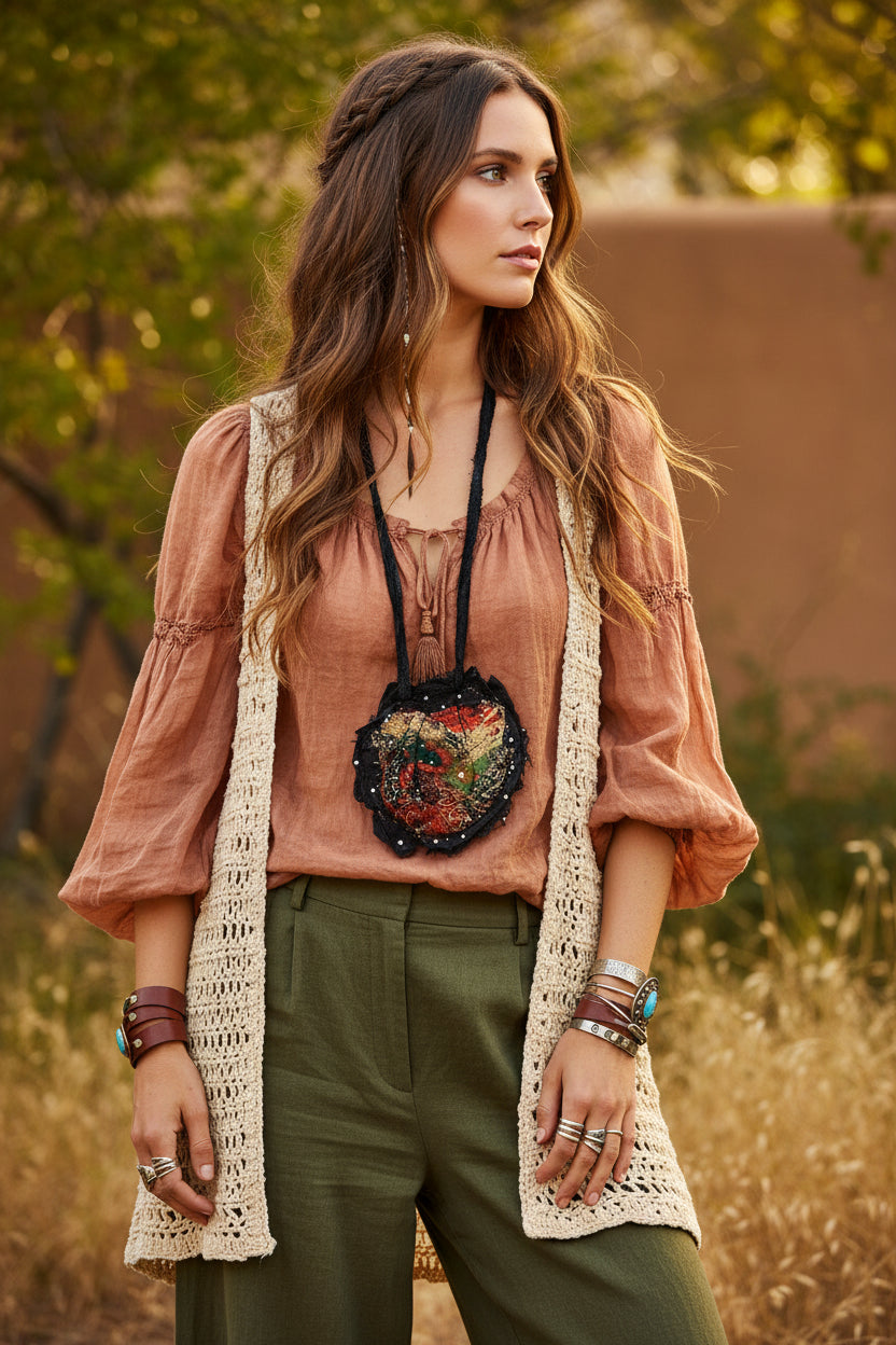 EMILIA Handmade Silk Tulle OOAK Fiber Necklace  – Katze Boutique