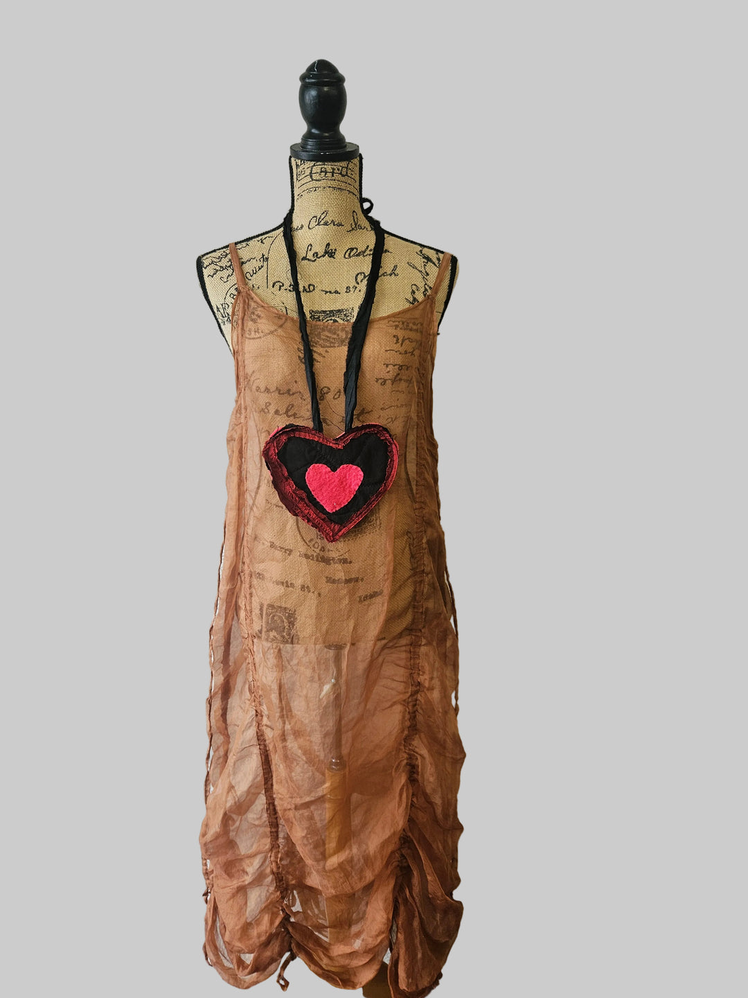 Reversible Wool Silk Heart Necklace | Katze Boutique