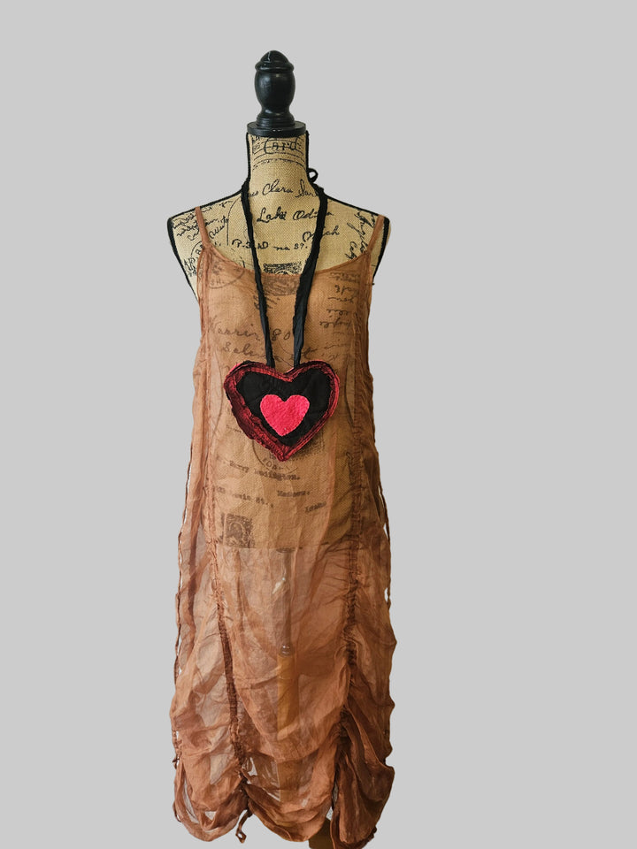 Reversible Wool Silk Heart Necklace | Katze Boutique