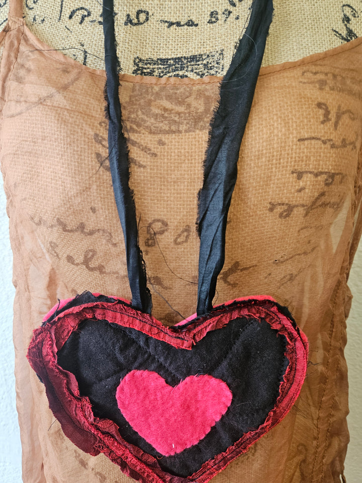 Reversible Wool Silk Heart Necklace | Katze Boutique