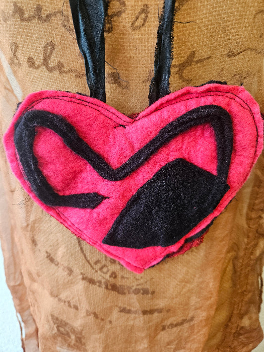 Reversible Wool Silk Heart Necklace | Katze Boutique