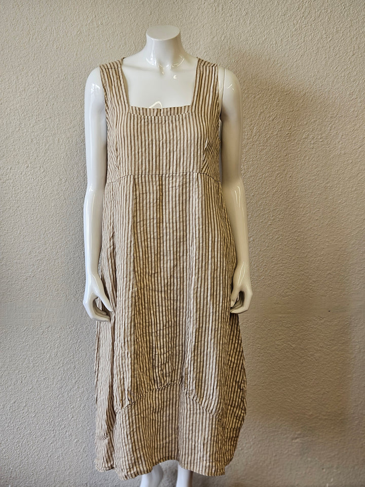 Made In Italy Striped Linen Dress-Katze Boutique