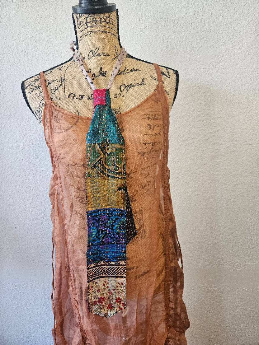 Silk Kantha Ties Necklace-Katze Boutique