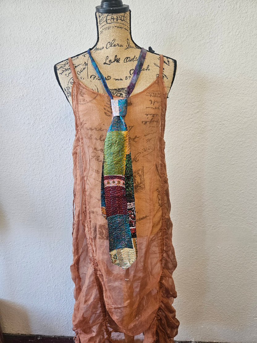 Silk Kantha Ties Necklace-Katze Boutique