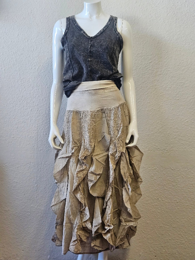 Lace Ruffle Maxi Cotton Skirt-Katze Boutique