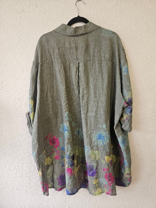 Made In Italy Floral Print Linen Blouse | Katze Boutique