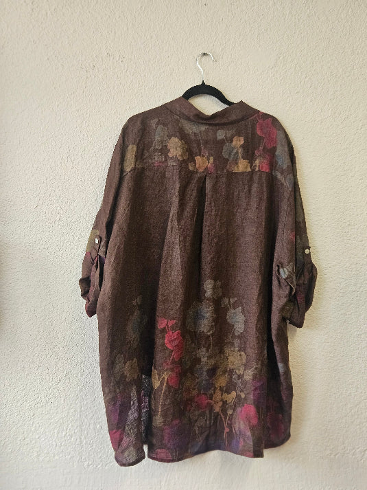 Made In Italy Floral Print Linen Blouse | Katze Boutique