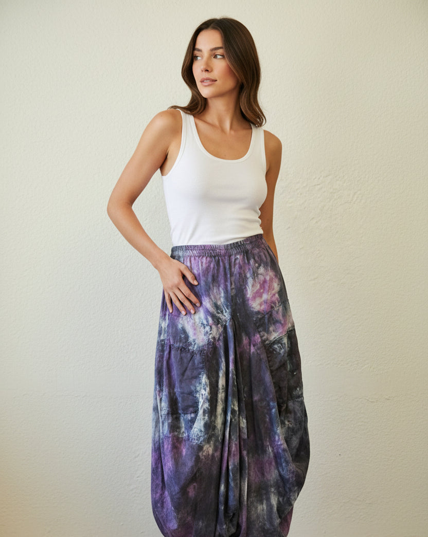 Hand Dyed Ramie Pocket Skirt – One of a Kind Artisan Skirt | Katze Boutique