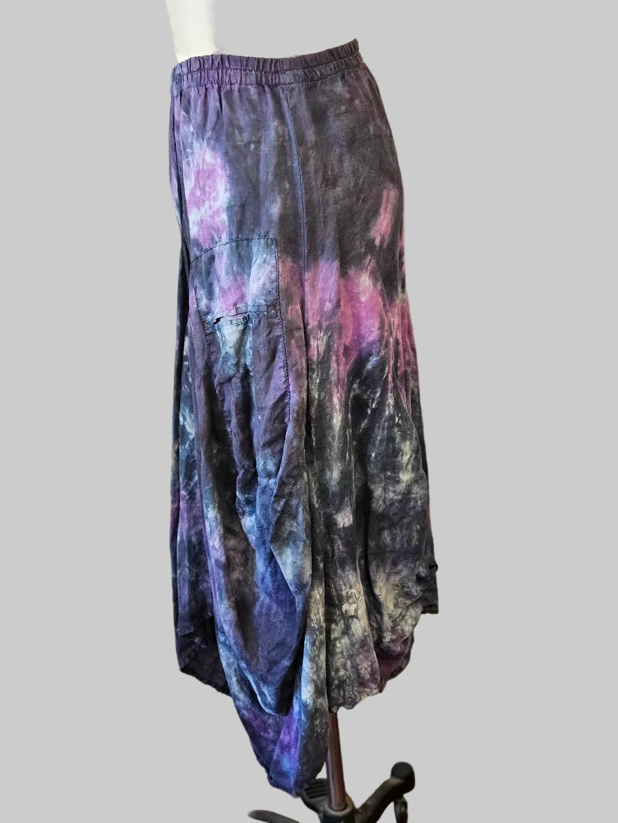 Hand Dyed Ramie Pocket Skirt – One of a Kind Artisan Skirt | Katze Boutique